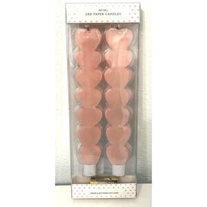 Cupcakes and Cashmere Hearts Pink Taper Candles - Pink Hearts LED Candles New